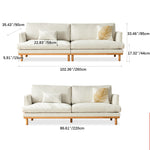 Luxury Goose Down Sofa with Light Gray Cotton and Beige Faux Leather Accents, Cherry Wood Frame fcp-1298