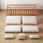 Elegant Cotton-Linen Sofa in White, Light Brown, and Gray with Cherry and Ash Wood Accents fcp-1299