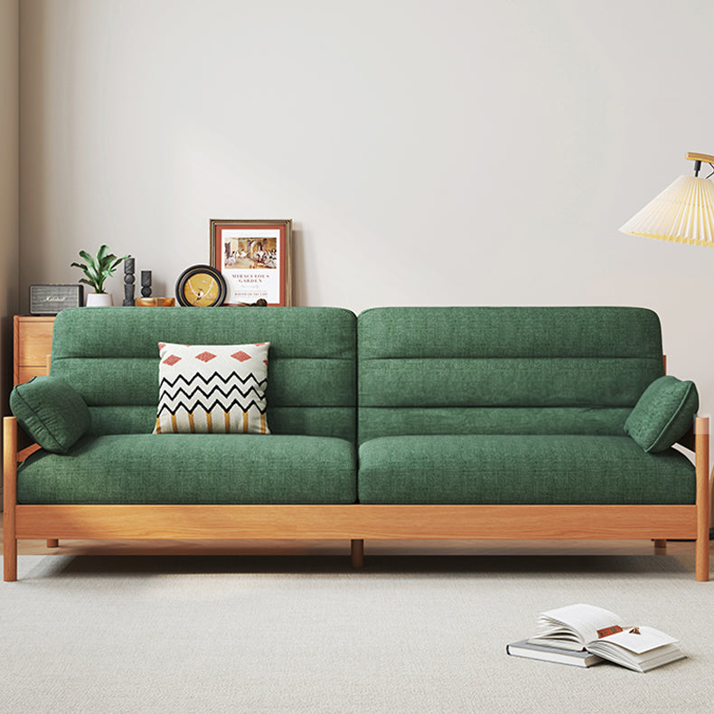 Elegant Cotton-Linen Sofa in White, Light Brown, and Gray with Cherry and Ash Wood Accents fcp-1299