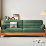 Elegant Cotton-Linen Sofa in White, Light Brown, and Gray with Cherry and Ash Wood Accents fcp-1299