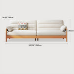 Elegant Cotton-Linen Sofa in White, Light Brown, and Gray with Cherry and Ash Wood Accents fcp-1299