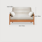 Elegant Cotton-Linen Sofa in White, Light Brown, and Gray with Cherry and Ash Wood Accents fcp-1299