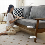 Stylish Beige Corduroy Sofa with Gray Brown Frame and Natural Ash Wood Accents fcp-1307