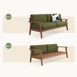 Stylish Ash Wood Sofa in Gray-Green Light Brown with Luxurious Cotton Corduroy Upholstery fcp-1308