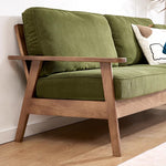 Stylish Ash Wood Sofa in Gray-Green Light Brown with Luxurious Cotton Corduroy Upholstery fcp-1308