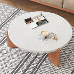 Elegant White Ash Wood & Stone Tea Table – Perfect for Modern Interiors fcp-1312