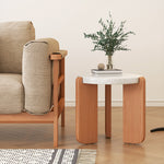 Elegant White Ash Wood & Stone Tea Table – Perfect for Modern Interiors fcp-1312