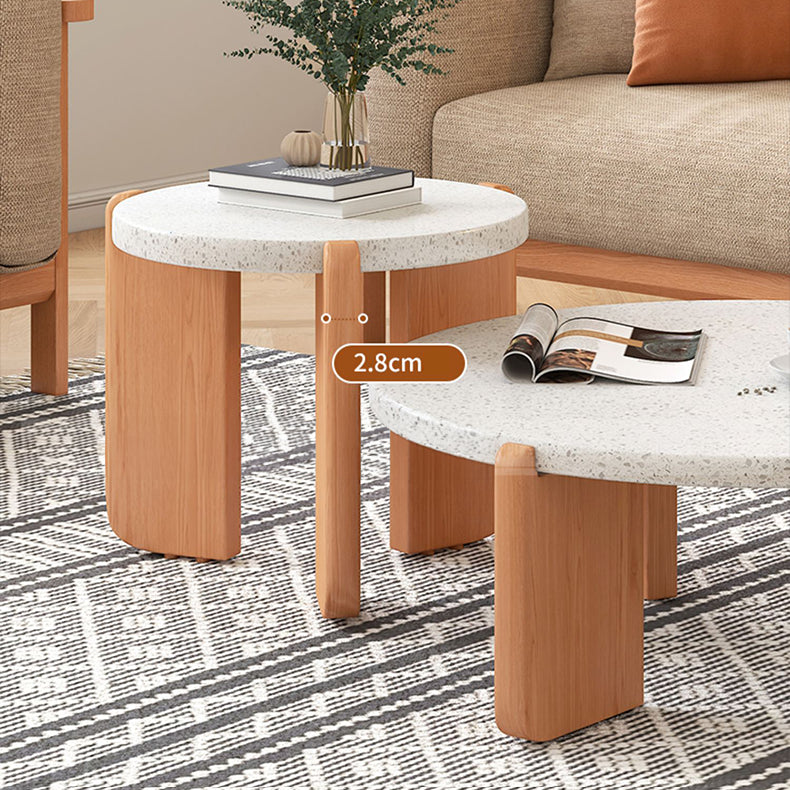 Elegant White Ash Wood & Stone Tea Table – Perfect for Modern Interiors fcp-1312