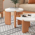 Elegant White Ash Wood & Stone Tea Table – Perfect for Modern Interiors fcp-1312