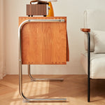 Elegant Natural Cherry Wood Cabinet with Sleek Stainless Steel Accents fcp-1314