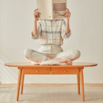 Elegant Tea Table in Rich Natural Cherry Wood Finish fcp-1316