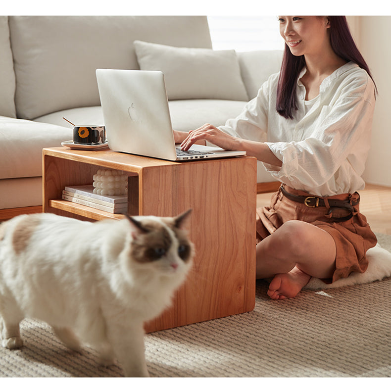 Exquisite Natural Cherry Wood Tea Table – Timeless Elegance for Your Home Decor fcp-1318