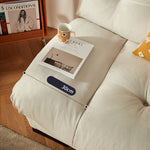 Luxury Beige Sofa with Pine Wood Frame & Goose Down Cushions - High Comfort Faux Leather and Cotton Finish fcp-1319