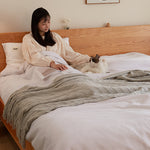 Luxury Bed Frame in Natural Cherry and Zelkova Wood - Elegant and Durable Design for Your Bedroom fcp-1324