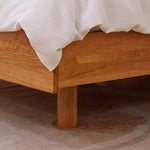 Luxury Bed Frame in Natural Cherry and Zelkova Wood - Elegant and Durable Design for Your Bedroom fcp-1324