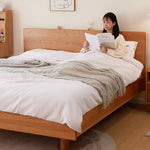 Luxury Bed Frame in Natural Cherry and Zelkova Wood - Elegant and Durable Design for Your Bedroom fcp-1324