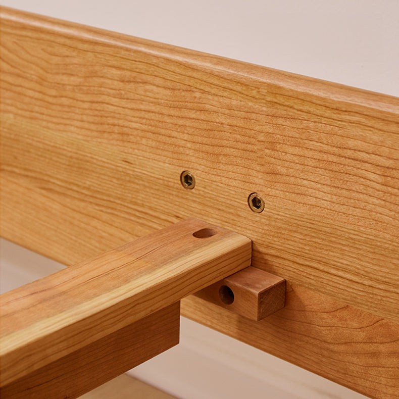 Luxury Bed Frame in Natural Cherry and Zelkova Wood - Elegant and Durable Design for Your Bedroom fcp-1324