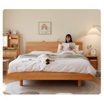 Luxury Bed Frame in Natural Cherry and Zelkova Wood - Elegant and Durable Design for Your Bedroom fcp-1324