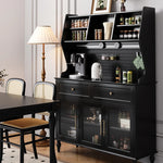 Elegant Black Multi-Layer Board and Glass Cabinet – Stylish Storage Solution for Home and Kitchen fcr-4814