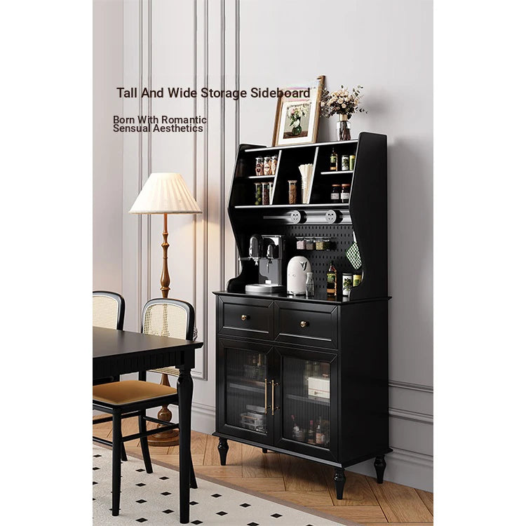 Elegant Black Multi-Layer Board and Glass Cabinet – Stylish Storage Solution for Home and Kitchen fcr-4814