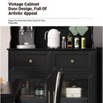 Elegant Black Multi-Layer Board and Glass Cabinet – Stylish Storage Solution for Home and Kitchen fcr-4814