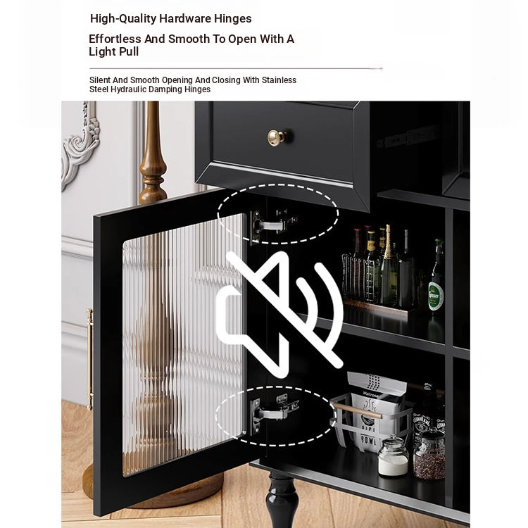 Elegant Black Multi-Layer Board and Glass Cabinet – Stylish Storage Solution for Home and Kitchen fcr-4814
