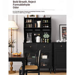 Elegant Black Multi-Layer Board and Glass Cabinet – Stylish Storage Solution for Home and Kitchen fcr-4814