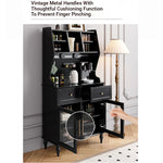Elegant Black Multi-Layer Board and Glass Cabinet – Stylish Storage Solution for Home and Kitchen fcr-4814