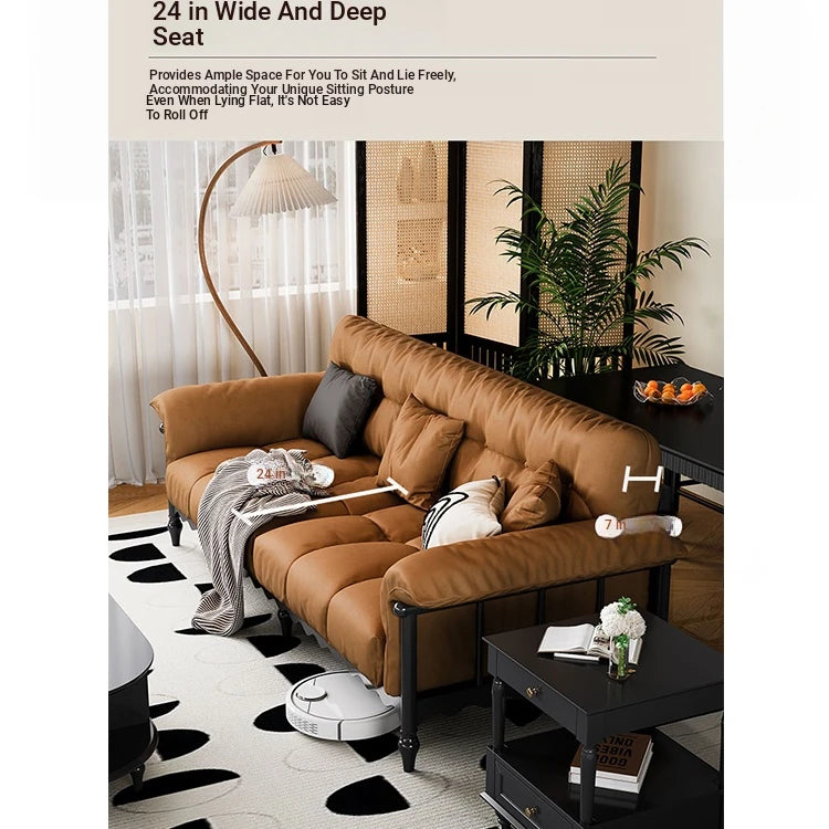 Stylish Cowhide Leather Sofa with Ash Wood Frame – Perfect for Modern Living Rooms fcr-4815