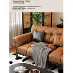 Stylish Cowhide Leather Sofa with Ash Wood Frame – Perfect for Modern Living Rooms fcr-4815