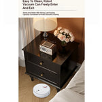 Stylish Black Bedside Cupboard with Two Drawers - Multi-Layer Board Nightstand for Modern Bedrooms fcr-4816