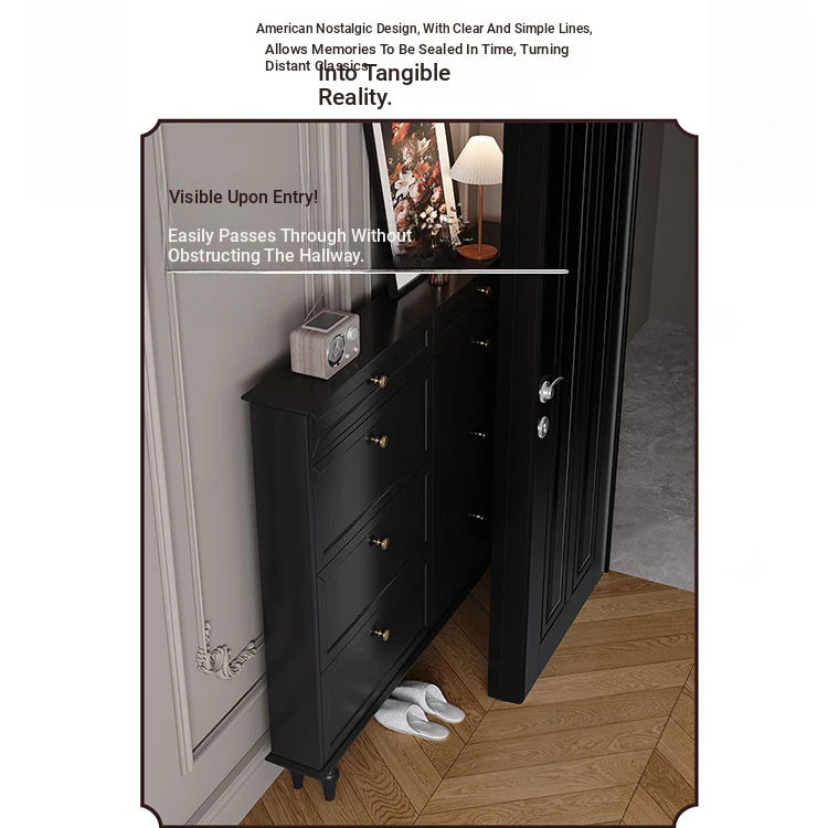Elegant Black Multi-Layer Board Cabinet with Stylish Drawers for Modern Home Storage fcr-4817