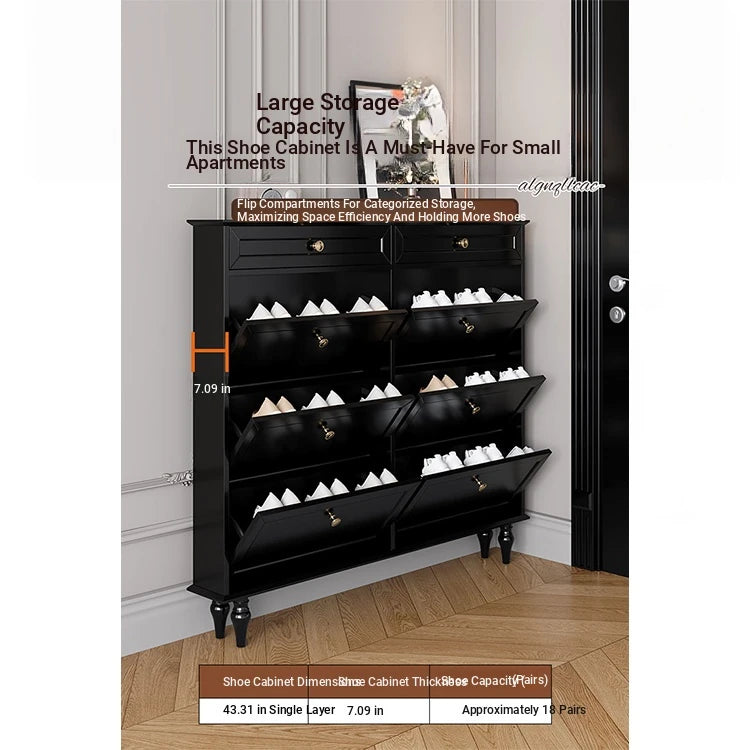 Elegant Black Multi-Layer Board Cabinet with Stylish Drawers for Modern Home Storage fcr-4817