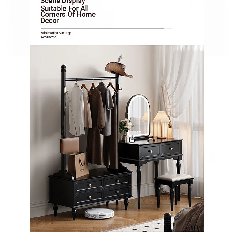 Stylish Multi-Layer Storage Rack with Hanging Bar & Drawers - Perfect for Organizing Clothes and Accessories fcr-4818