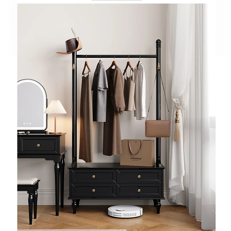 Stylish Multi-Layer Storage Rack with Hanging Bar & Drawers - Perfect for Organizing Clothes and Accessories fcr-4818