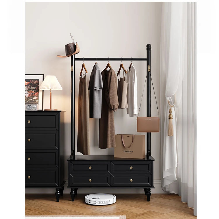 Stylish Multi-Layer Storage Rack with Hanging Bar & Drawers - Perfect for Organizing Clothes and Accessories fcr-4818