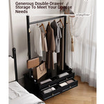 Stylish Multi-Layer Storage Rack with Hanging Bar & Drawers - Perfect for Organizing Clothes and Accessories fcr-4818