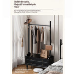 Stylish Multi-Layer Storage Rack with Hanging Bar & Drawers - Perfect for Organizing Clothes and Accessories fcr-4818