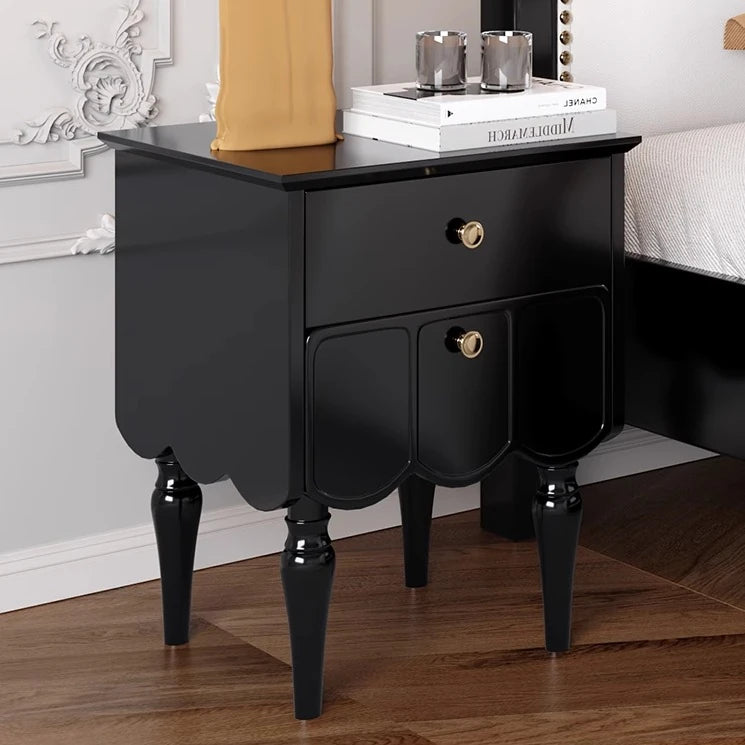 Elegant Black Bedside Cupboard with Multi-Layer Board and Stylish Design - Perfect for Modern Bedrooms fcr-4819