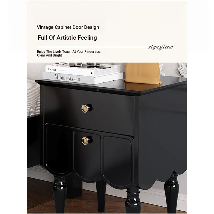 Elegant Black Bedside Cupboard with Multi-Layer Board and Stylish Design - Perfect for Modern Bedrooms fcr-4819