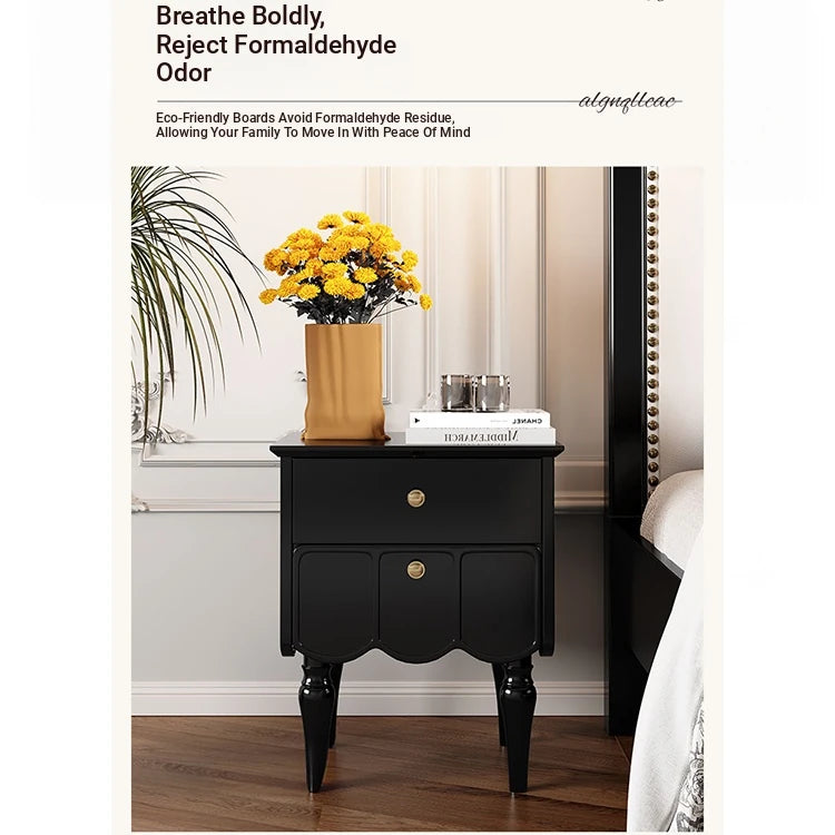 Elegant Black Bedside Cupboard with Multi-Layer Board and Stylish Design - Perfect for Modern Bedrooms fcr-4819