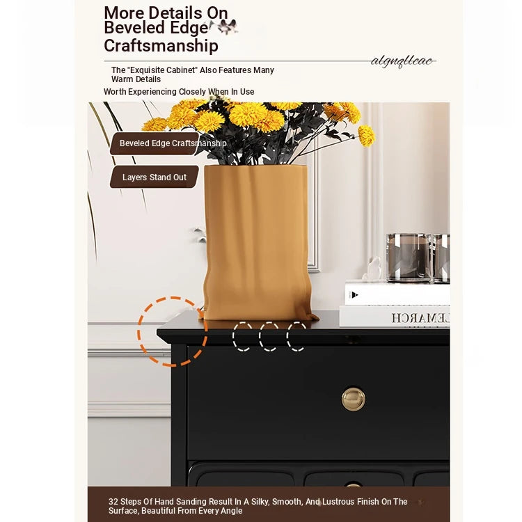 Elegant Black Bedside Cupboard with Multi-Layer Board and Stylish Design - Perfect for Modern Bedrooms fcr-4819