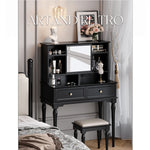 Elegant Black Makeup Table with Multi-Layer Board and Glass - Stylish Vanity Set for Your Beauty Routine fcr-4824