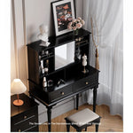 Elegant Black Makeup Table with Multi-Layer Board and Glass - Stylish Vanity Set for Your Beauty Routine fcr-4824