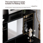 Elegant Black Makeup Table with Multi-Layer Board and Glass - Stylish Vanity Set for Your Beauty Routine fcr-4824