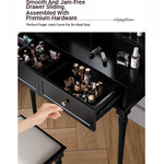Elegant Black Makeup Table with Multi-Layer Board and Glass - Stylish Vanity Set for Your Beauty Routine fcr-4824