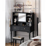 Elegant Black Makeup Table with Multi-Layer Board and Glass - Stylish Vanity Set for Your Beauty Routine fcr-4824