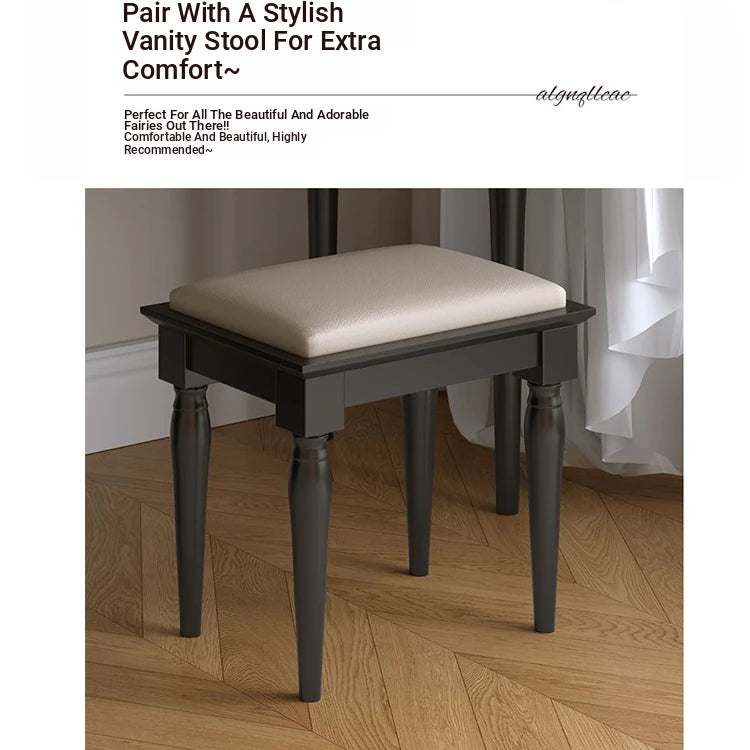 Elegant Black Makeup Table with Multi-Layer Board and Glass - Stylish Vanity Set for Your Beauty Routine fcr-4824
