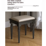 Elegant Black Makeup Table with Multi-Layer Board and Glass - Stylish Vanity Set for Your Beauty Routine fcr-4824