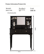 Elegant Black Makeup Table with Multi-Layer Board and Glass - Stylish Vanity Set for Your Beauty Routine fcr-4824